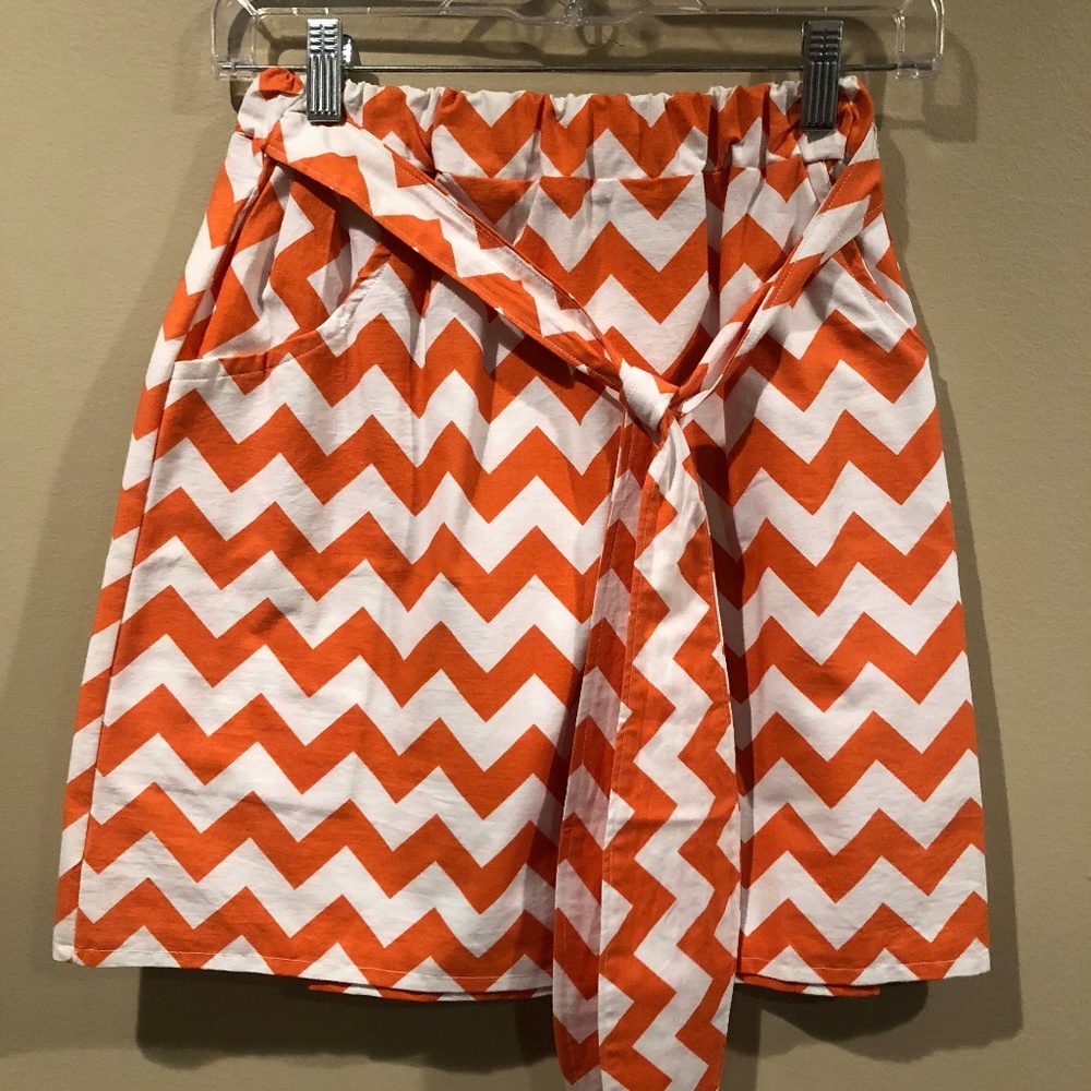 chevron orange and white with bow tie front